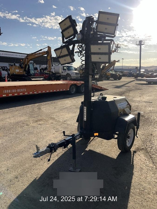 Allmand NLV3GR (4) LED Light Fixture 350W, 23' Vertical Mast, 3kW Prime, Towable, Deep Sea L401, Leveling Jacks, Yanmar T4F 5.8hp