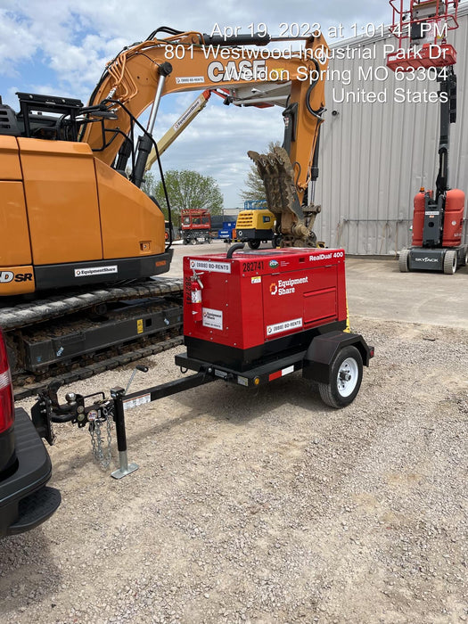 2022 Shindaiwa DGW400MDL Kubota D902 Engine, 23 HP, Dual Op Welder, Wire, Arc, Droop Stick, Tig, and CC Stick Functionality, Simulphase, 3 Phase and 1 Phase Gen Output, Single Axle NB Trlr, Slr Trckl Chrg 12V 12W, Fire Ext