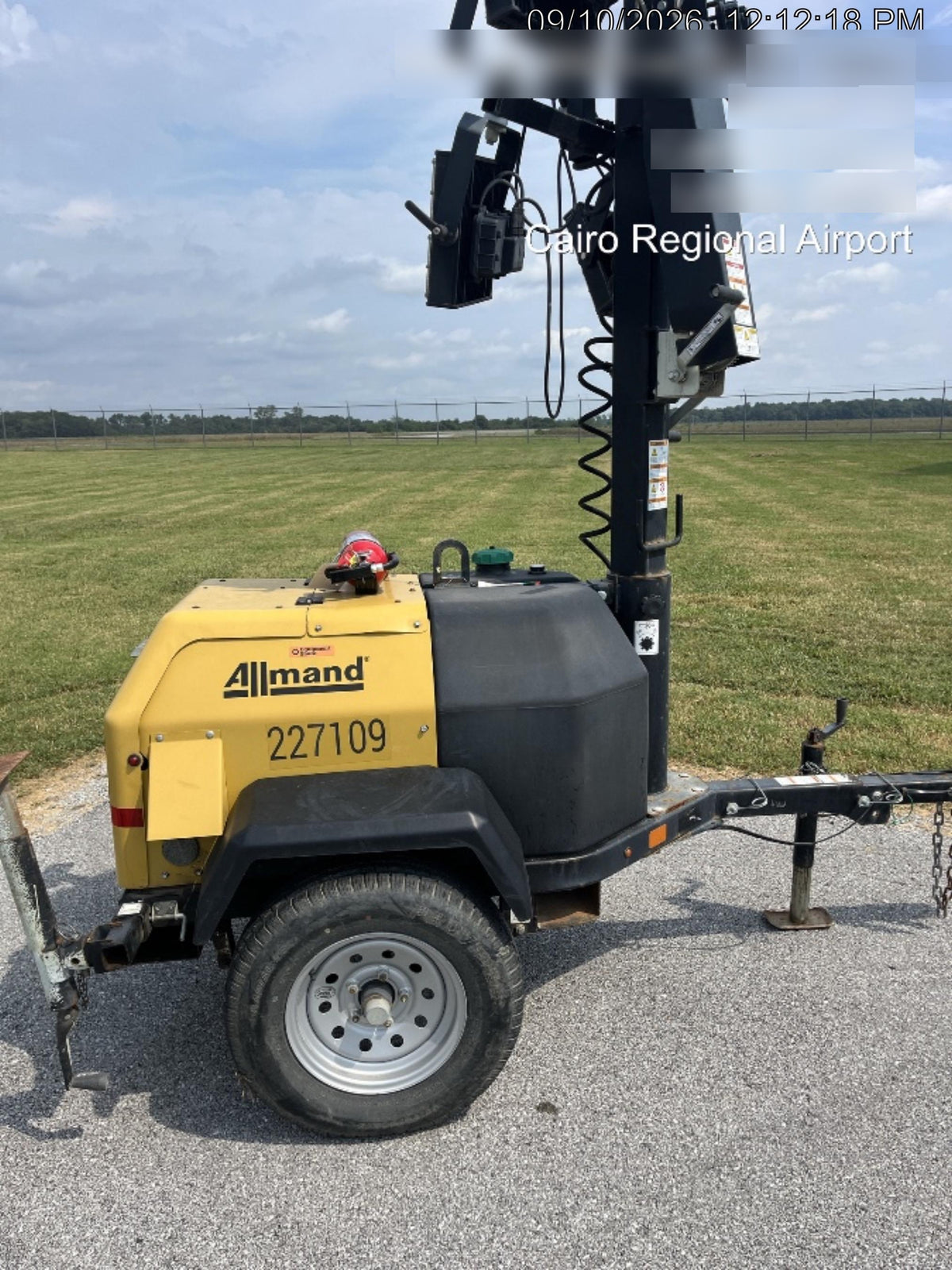 2022 Allmand NLV3GR (4) LED Light Fixture 350W, 23' Vertical Mast, 3kW Prime, Towable, Deep Sea L401, Leveling Jacks, Yanmar T4F 5.8hp