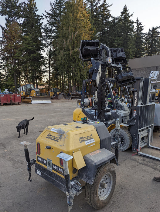 2022 Allmand NLV3GR (4) LED Light Fixture 350W, 23' Vertical Mast, 3kW Prime, Towable, Deep Sea L401, Leveling Jacks, Yanmar T4F 5.8hp