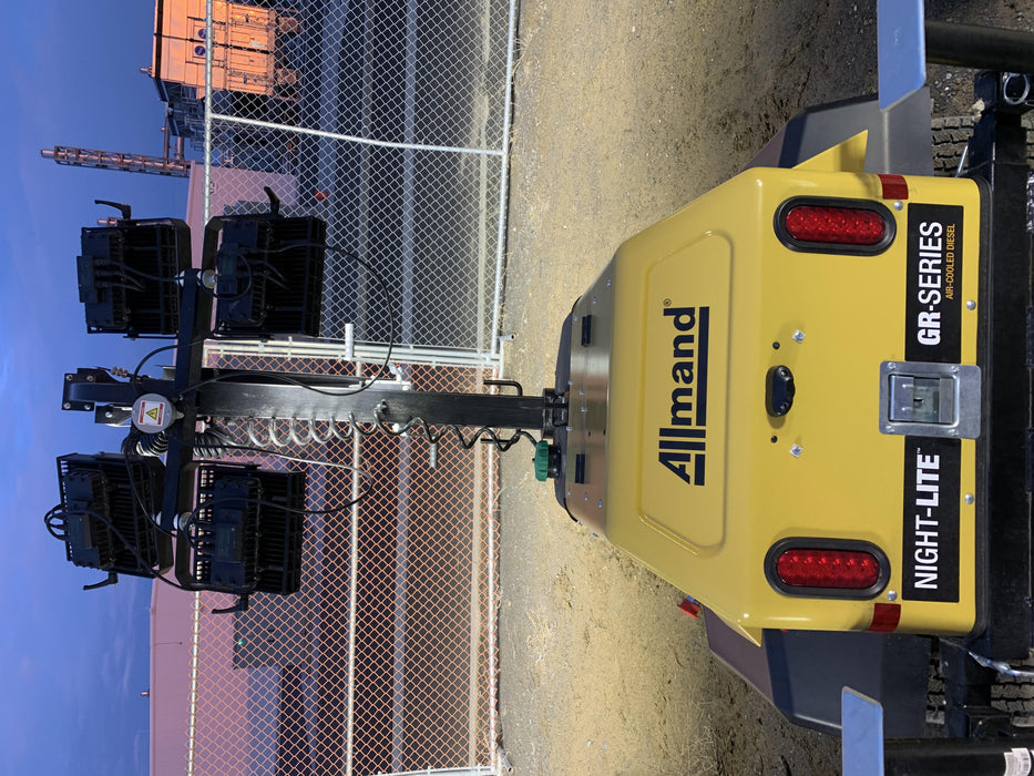 2020 Allmand NLV3GR (4) LED Light Fixture 350W, 23' Vertical Mast, 3kW Prime, Towable, Deep Sea L401, Leveling Jacks, Yanmar T4F 5.8hp