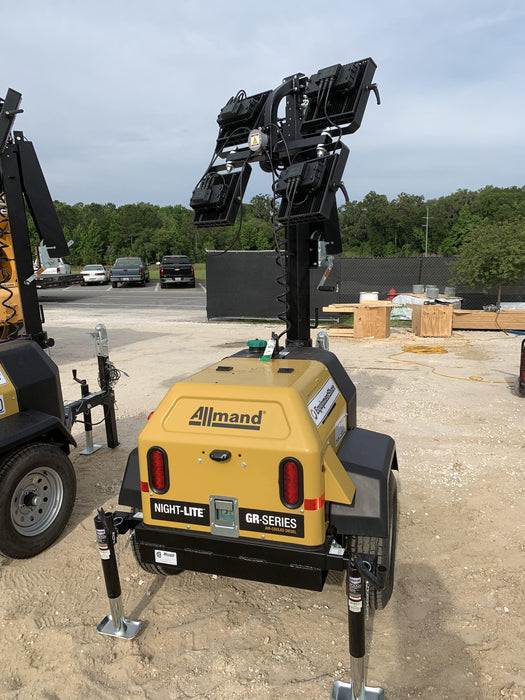 2022 Allmand NLV3GR (4) LED Light Fixture 350W, 23' Vertical Mast, 3kW Prime, Towable, Deep Sea L401, Leveling Jacks, Yanmar T4F 5.8hp