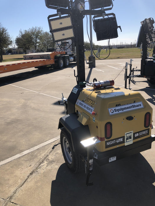 2022 Allmand NLV3GR (4) LED Light Fixture 350W, 23' Vertical Mast, 3kW Prime, Towable, Deep Sea L401, Leveling Jacks, Yanmar T4F 5.8hp