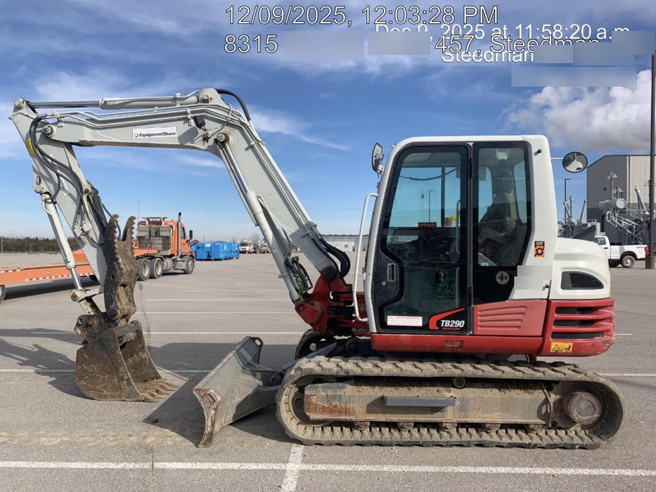 2019 Takeuchi TB290 Takeuchi TB290 Cab/Heat/AC w/Rubber Tracks, Auxiliary Hydraulics, Dozer Blade, Manual QC, 18/24/36" Buckets, Hydraulic Thumb Installed