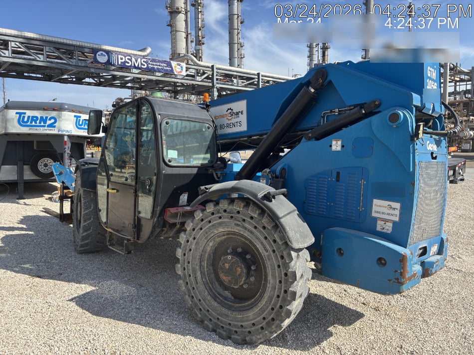 2019 Genie GTH-1056 Cab/Heat/AC, Solid RT Tires, LED Work Lights, Beacon 60" QA Carriage, 60" Forks
