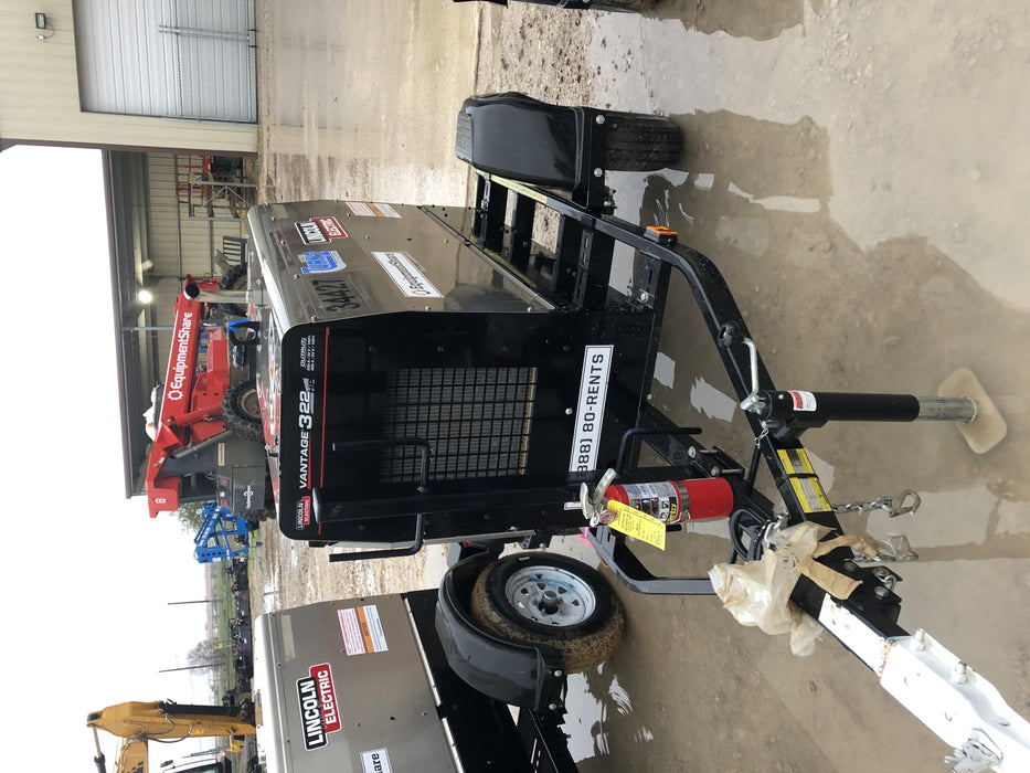 2019 Lincoln Electric Vantage 322 Welder Ready-Pak 3, Two wheel trailer, Fender and Light kit, Cable Rack