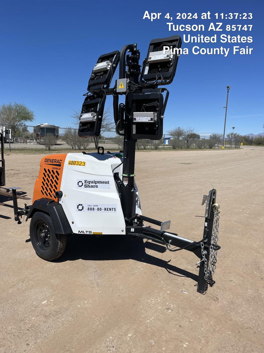 2024 Generac MLT2 Diesel, Flex Switch 120V Input, Powerzone Controller, 
(4) 320W LED Lights, 4kW Generator, 39.9 Gal Fuel Tank, 2" Ball, T3
