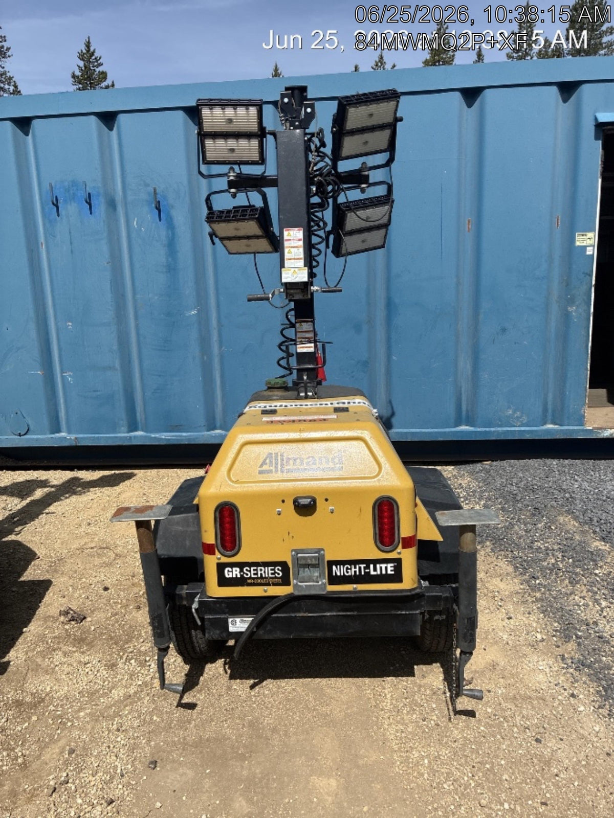 2020 Allmand NLV3GR (4) LED Light Fixture 350W, 23' Vertical Mast, 3kW Prime, Towable, Deep Sea L401, Leveling Jacks, Yanmar T4F 5.8hp