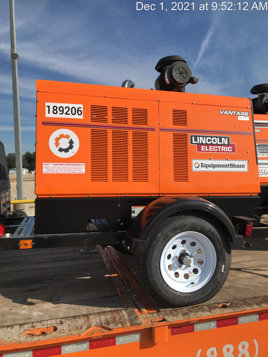 2021 Lincoln Electric Vantage 549X Ready Pak 3, ORANGE (includes trailer, cable rack, fender light kit)