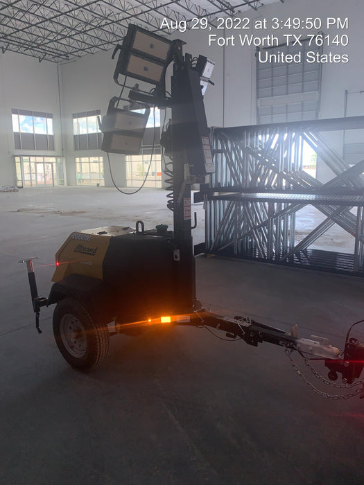 2022 Allmand NLV3GR (4) LED Light Fixture 350W, 23' Vertical Mast, 3kW Prime, Towable, Deep Sea L401, Leveling Jacks, Yanmar T4F 5.8hp