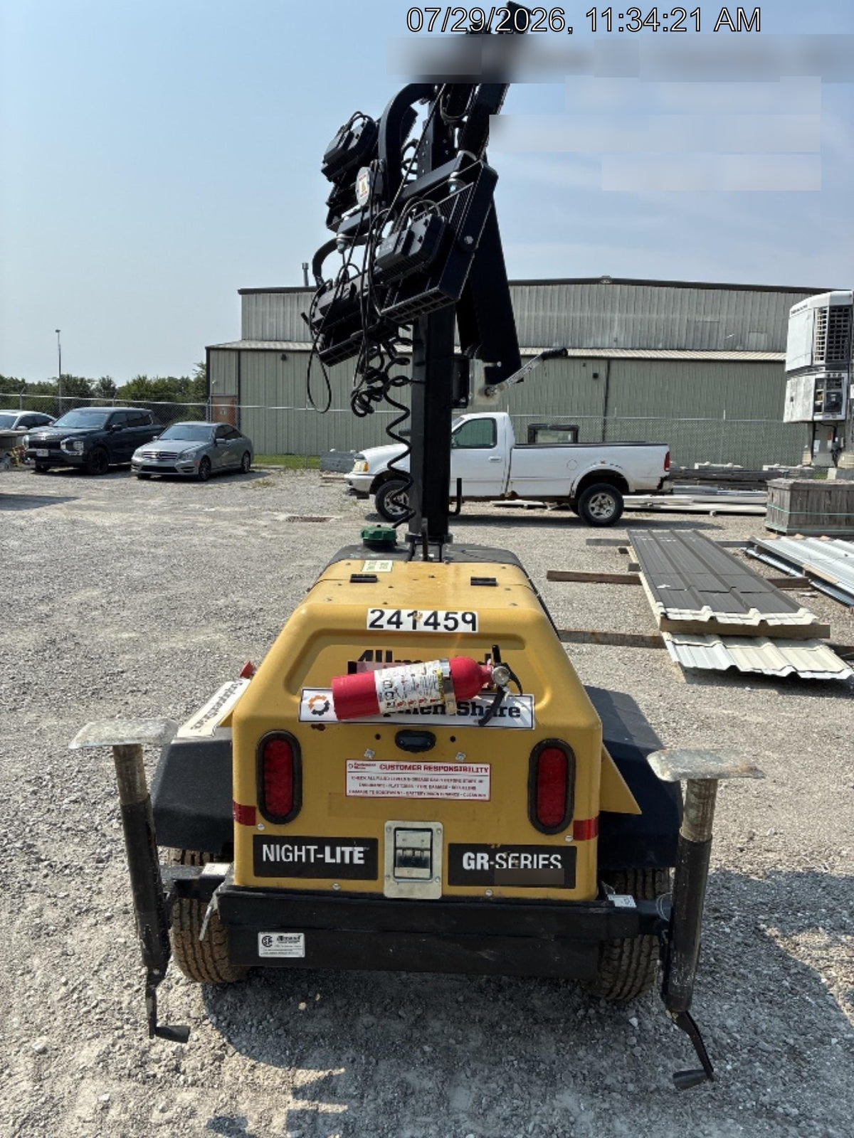 2022 Allmand NLV3GR (4) LED Light Fixture 350W, 23' Vertical Mast, 3kW Prime, Towable, Deep Sea L401, Leveling Jacks, Yanmar T4F 5.8hp