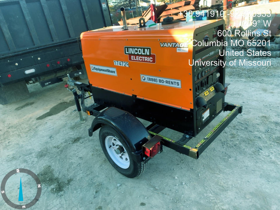 2021 Lincoln Electric Vantage 322 Vantage 322 Ready Pak 3 w/ Decals, ORANGE (includes trailer, cable rack, fender light kit) NO Telematics