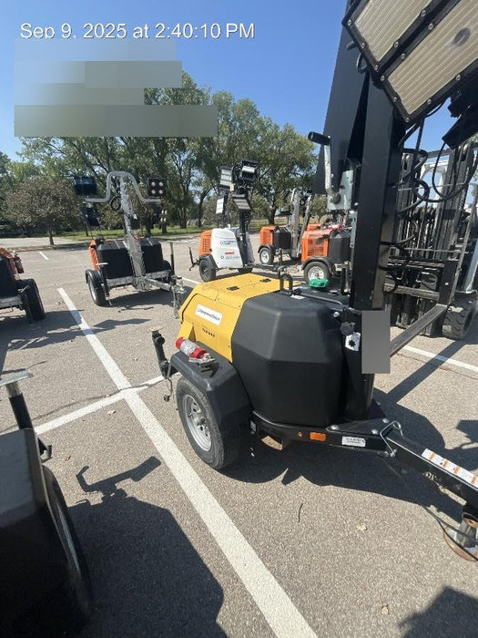 2022 Allmand NLV3GR (4) LED Light Fixture 350W, 23' Vertical Mast, 3kW Prime, Towable, ES Decals, T3