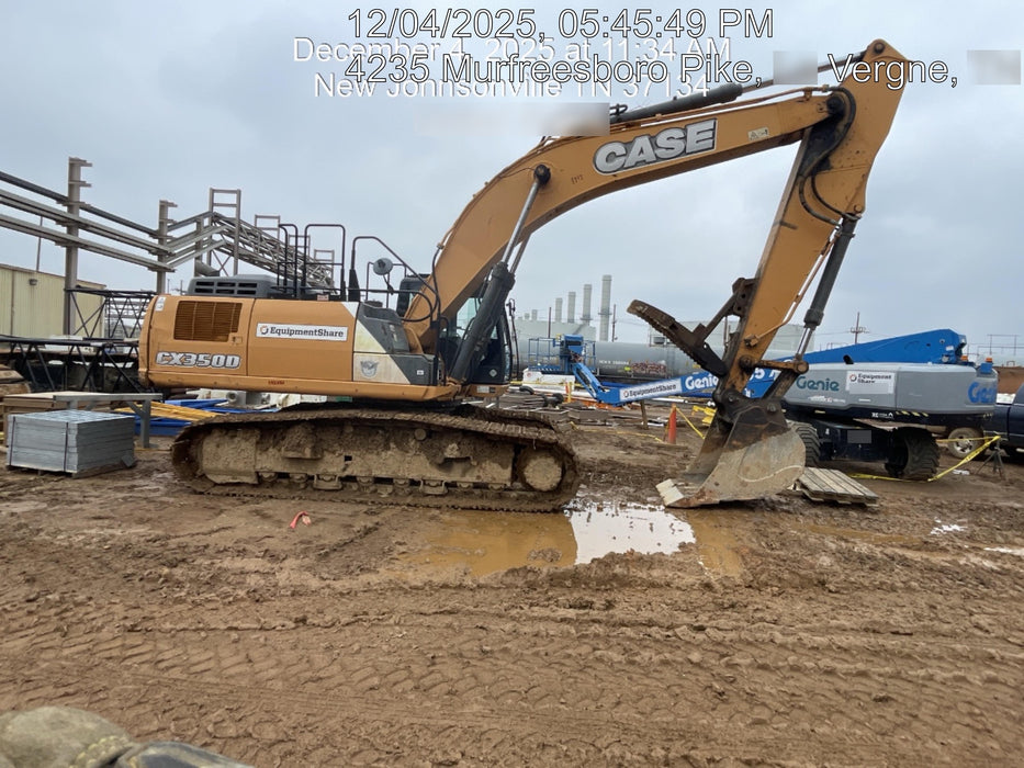 2016 Case CX350D CAB A/C, 13'-3" ARM, STEEL TRACKS, THUMB