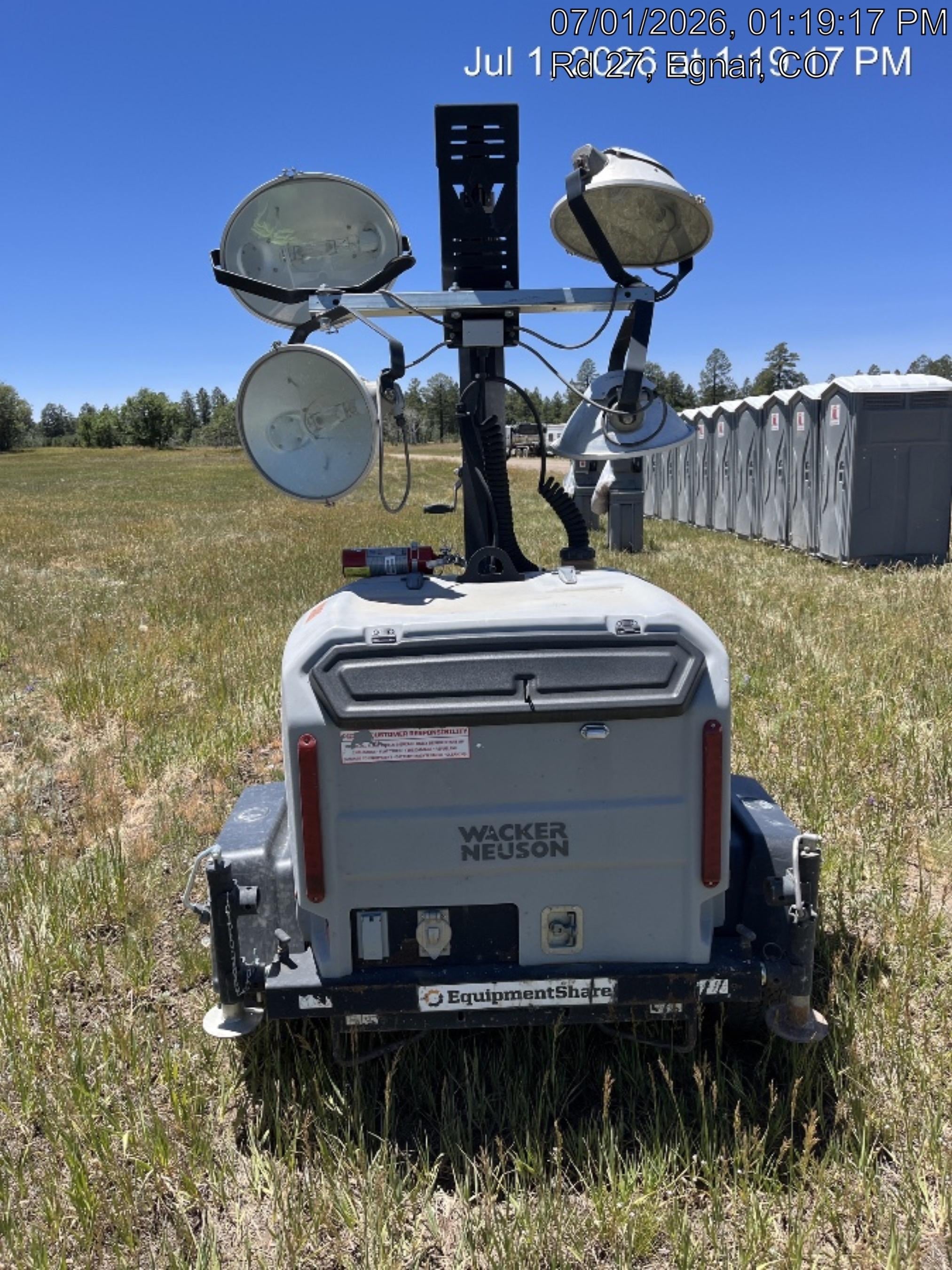 2019 Wacker Neuson LTV6L-MH Wacker Neuson LTV6L Mobile Light Tower w/Fuel Level Sensor Installed