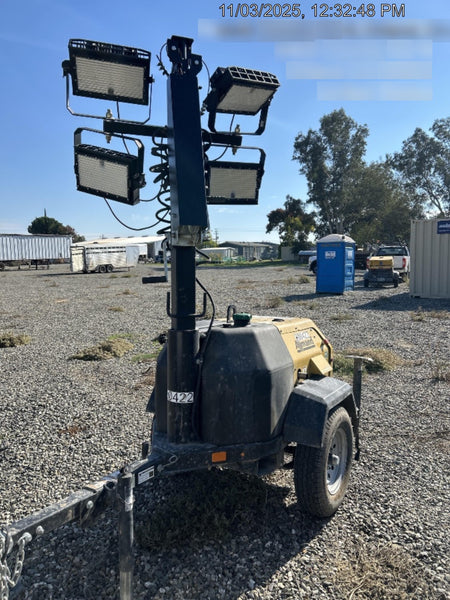 2022 Allmand NLV3GR (4) LED Light Fixture 350W, 23' Vertical Mast, 3kW Prime, Towable, Deep Sea L401, Leveling Jacks, Yanmar T4F 5.8hp
