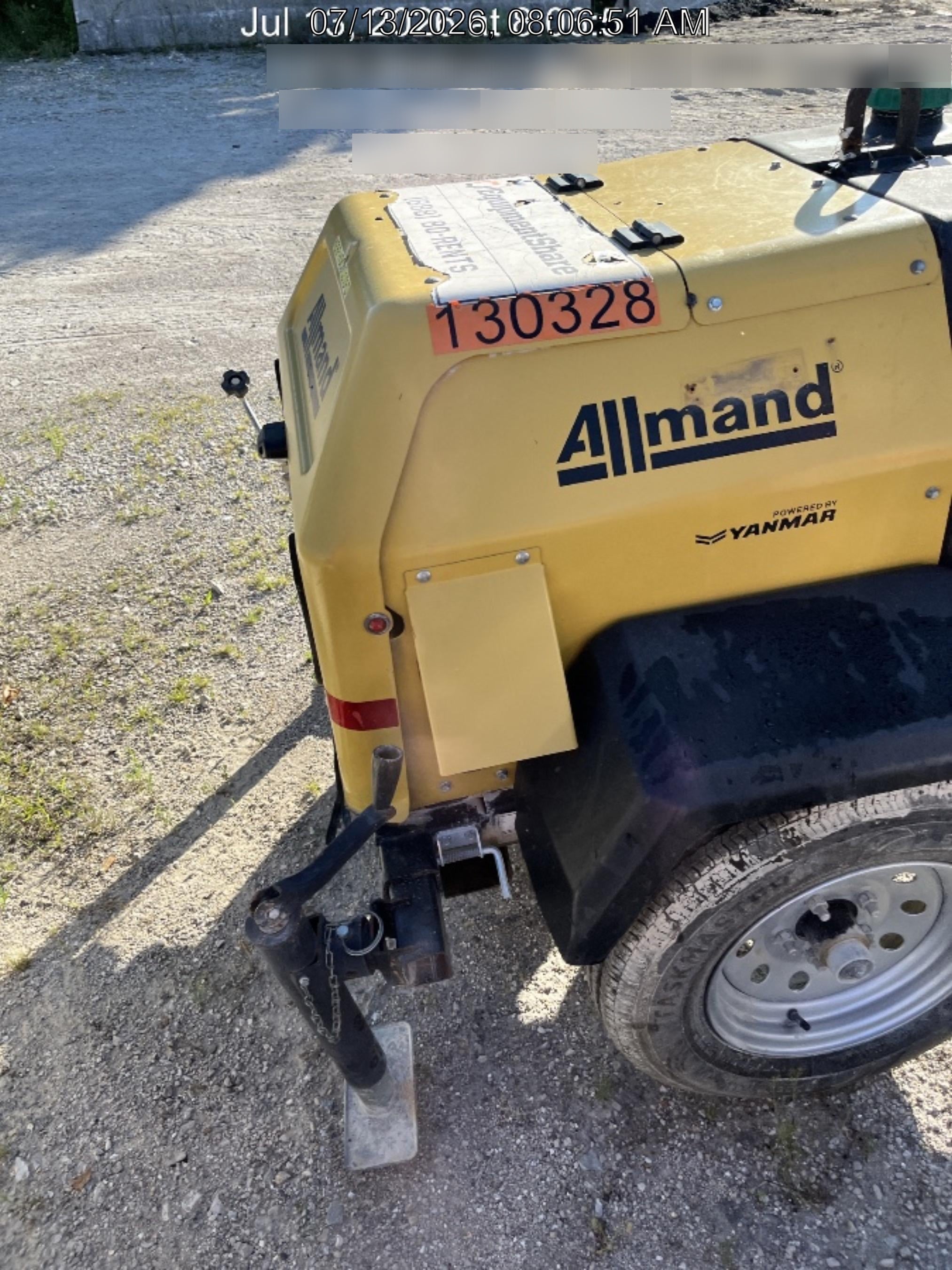 2021 Allmand NLV3GR (4) LED Light Fixture 350W, 23' Vertical Mast, 3kW Prime, Towable, Deep Sea L401, Leveling Jacks, Yanmar T4F 5.8hp