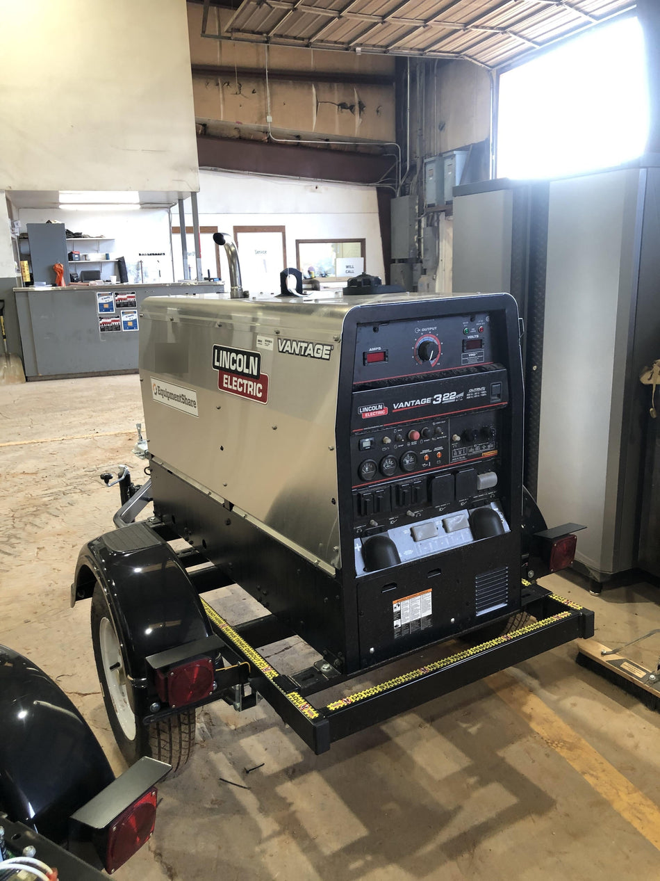 2019 Lincoln Electric Vantage 322 Ready-Pak 3, Two Wheel Trailer, Fender and Light Kit, Cable Rack