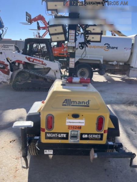 2022 Allmand NLV3GR (4) LED Light Fixture 350W, 23' Vertical Mast, 3kW Prime, Towable, Deep Sea L401, Leveling Jacks, Yanmar T4F 5.8hp