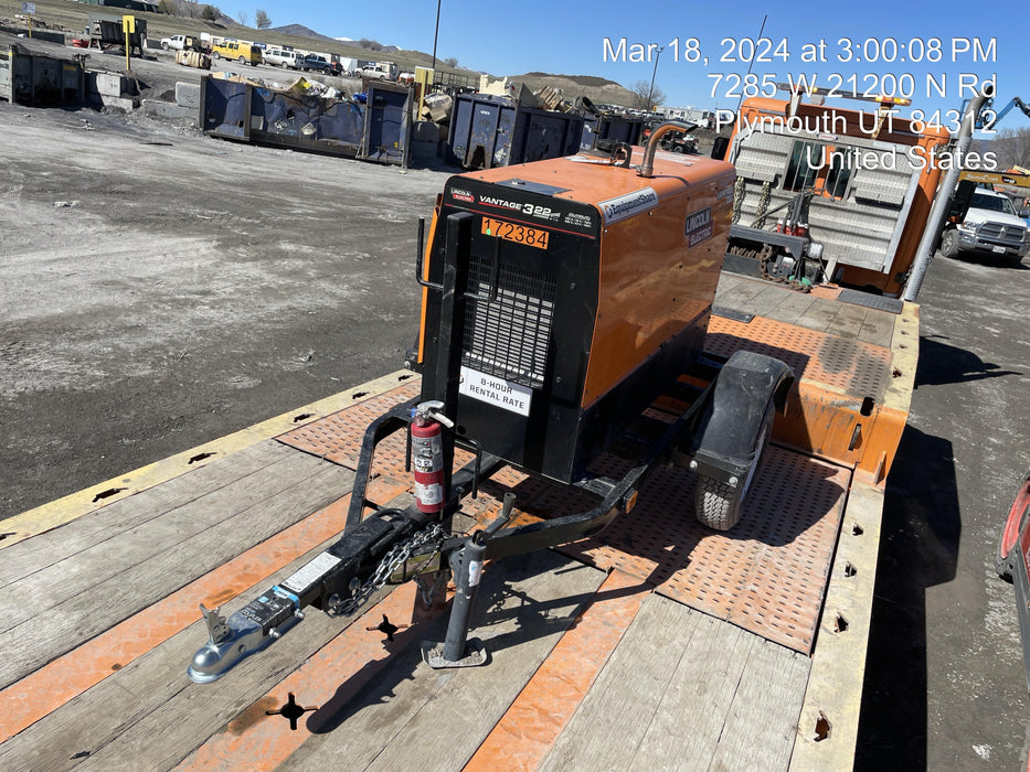 2021 Lincoln Electric Vantage 322 Vantage 322 Ready Pak 3 w/ Decals, ORANGE (includes trailer, cable rack, fender light kit) NO Telematics