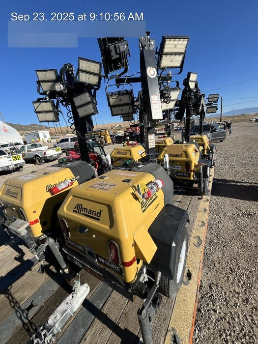 2021 Allmand NLV3GR (4) LED Light Fixture 350W, 23' Vertical Mast, 3kW Prime, Towable, Deep Sea L401, Leveling Jacks, Yanmar T4F 5.8hp