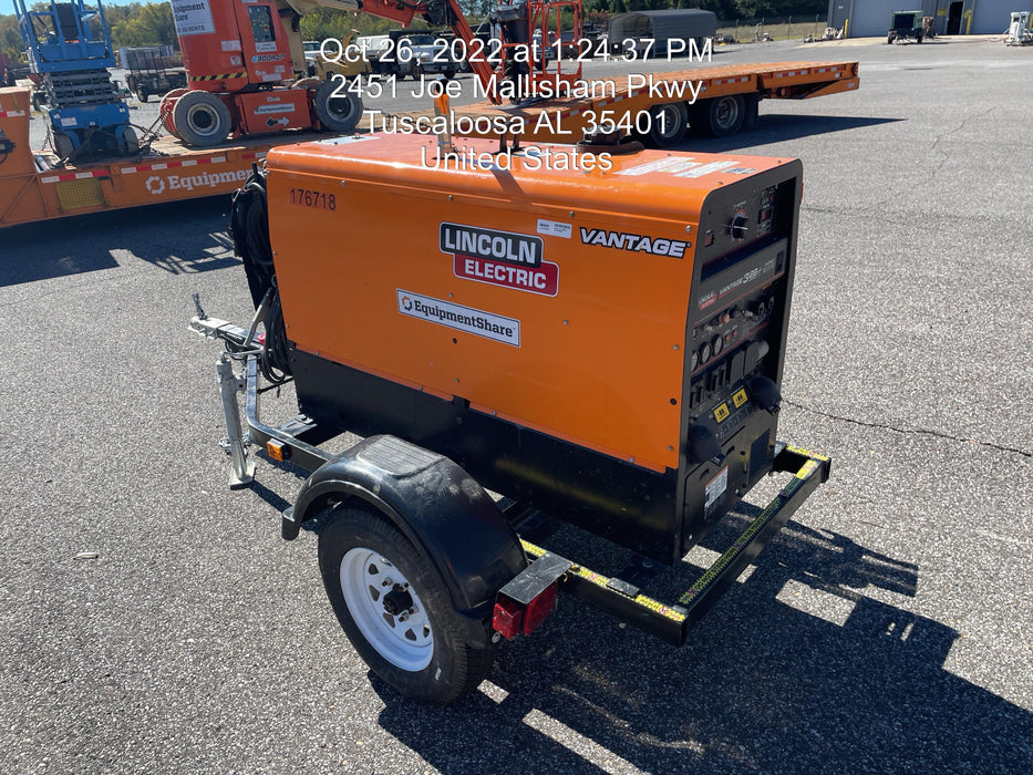 2021 Lincoln Electric Vantage 322 Vantage 322 Ready Pak 3 w/ Decals, ORANGE (includes trailer, cable rack, fender light kit) NO Telematics