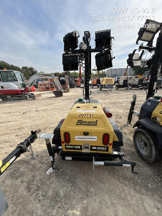 2022 Allmand NLV3GR (4) LED Light Fixture 350W, 23' Vertical Mast, 3kW Prime, Towable, Deep Sea L401, Leveling Jacks, Yanmar T4F 5.8hp