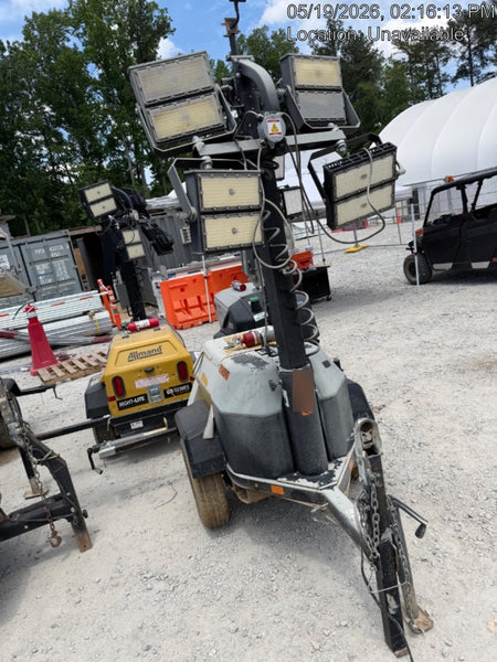 2022 Allmand NLV3GR (4) LED Light Fixture 350W, 23' Vertical Mast, 3kW Prime, Towable, Deep Sea L401, Leveling Jacks, Yanmar T4F 5.8hp