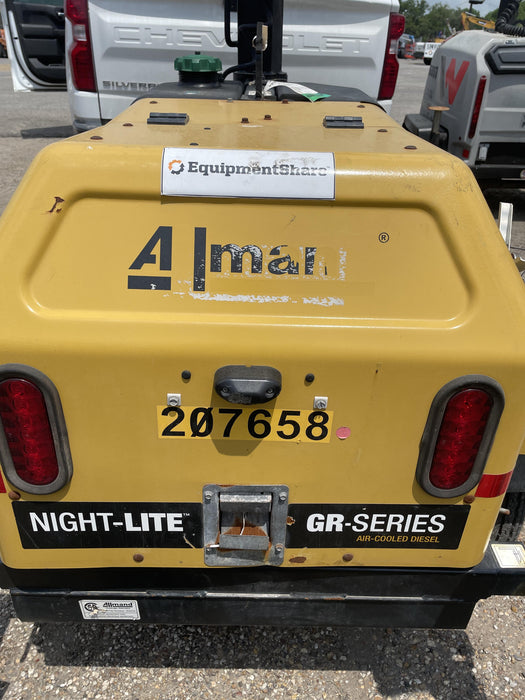 2022 Allmand NLV3GR (4) LED Light Fixture 350W, 23' Vertical Mast, 3kW Prime, Towable, Deep Sea L401, Leveling Jacks, Yanmar T4F 5.8hp