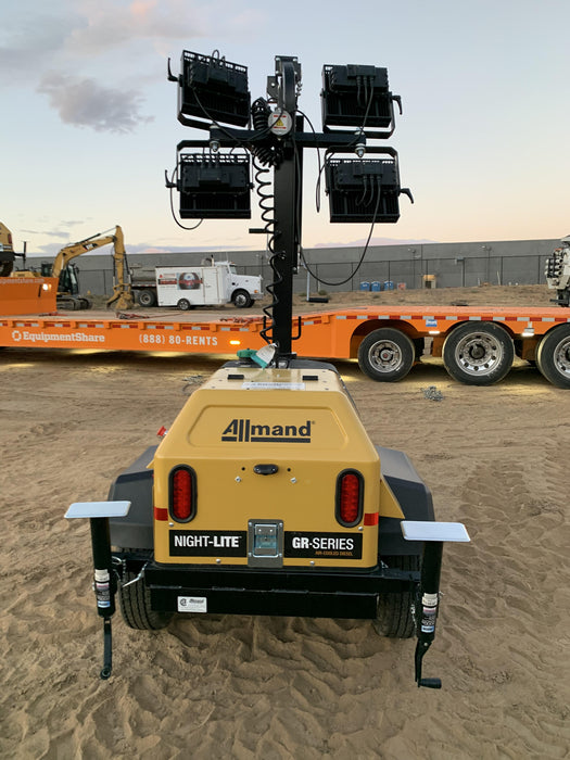 2021 Allmand NLV3GR (4) LED Light Fixture 350W, 23' Vertical Mast, 3kW Prime, Towable, Deep Sea L401, Leveling Jacks, Yanmar T4F 5.8hp