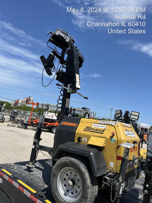 2022 Allmand NLV3GR (4) LED Light Fixture 350W, 23' Vertical Mast, 3kW Prime, Towable, Deep Sea L401, Leveling Jacks, Yanmar T4F 5.8hp