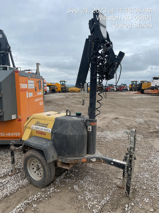 2022 Allmand NLV3GR (4) LED Light Fixture 350W, 23' Vertical Mast, 3kW Prime, Towable, Deep Sea L401, Leveling Jacks, Yanmar T4F 5.8hp