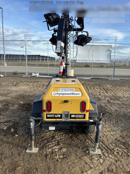 Allmand NLV3GR (4) LED Light Fixture 350W, 23' Vertical Mast, 3kW Prime, Towable, Deep Sea L401, Leveling Jacks, Yanmar T4F 5.8hp