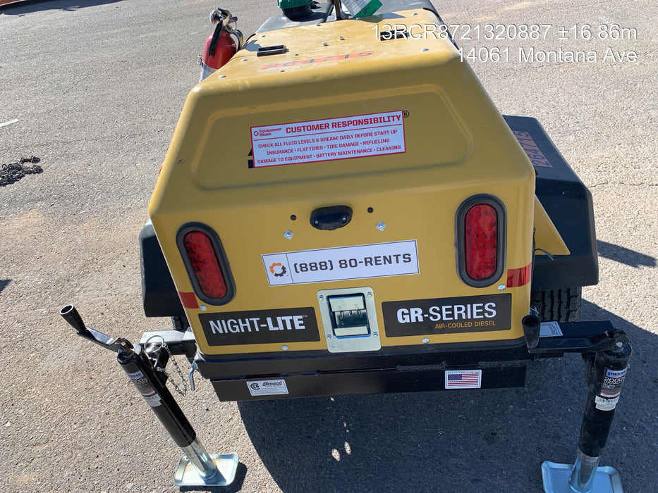 2022 Allmand NLV3GR (4) LED Light Fixture 350W, 23' Vertical Mast, 3kW Prime, Towable, ES Decals, T3