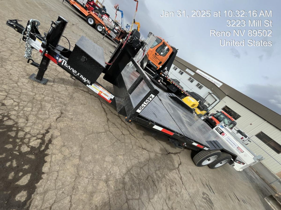 2025 TEXAS PRIDE TRAILERS 21' Lowboy Gravity Tilt Bed 14K Bumper Pull Trailer