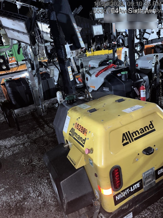 2021 Allmand NLV3GR (4) LED Light Fixture 350W, 23' Vertical Mast, 3kW Prime, Towable, Deep Sea L401, Leveling Jacks, Yanmar T4F 5.8hp