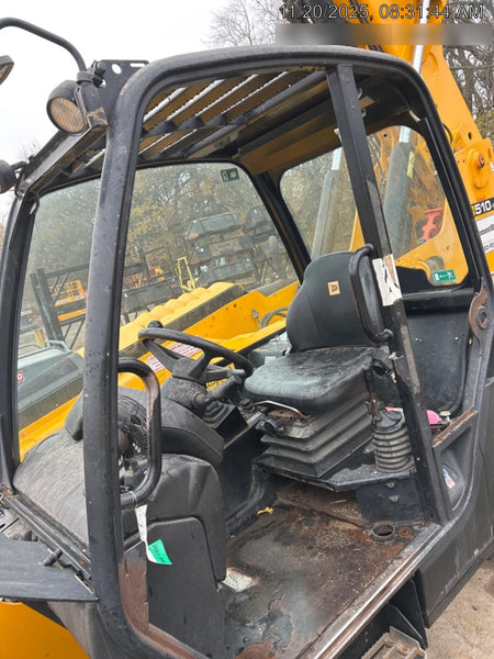 2019 JCB 510-56 74 HP w/Open ROPS, Beacon, Aux Hydraulics, Worklights, Solid Tires, 60" Carriage/Forks