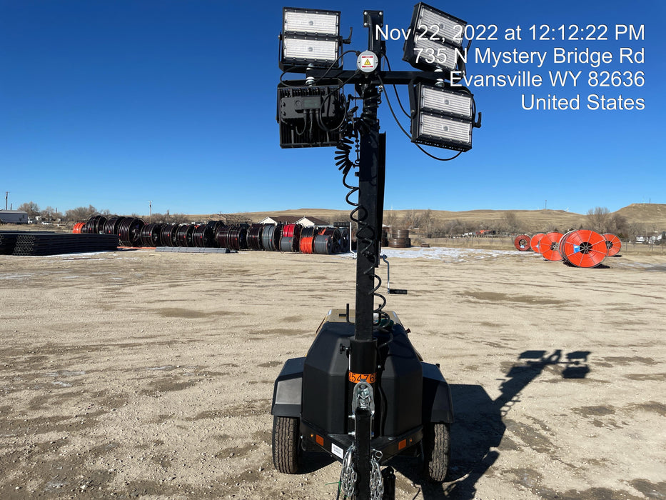 2022 Allmand NLV3GR (4) LED Light Fixture 350W, 23' Vertical Mast, 3kW Prime, Towable, ES Decals, T3