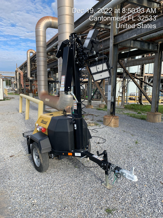 2022 Allmand NLV3GR (4) LED Light Fixture 350W, 23' Vertical Mast, 3kW Prime, Towable, Deep Sea L401, Leveling Jacks, Yanmar T4F 5.8hp