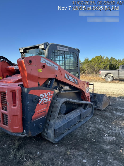 2019 Kubota SVL75-2 Cab/Heat/Air, Standard Tracks, Standard Flow, Hydraulic QC 68" HD Tooth Bucket