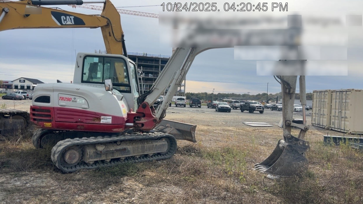 2019 Takeuchi TB290 Cab/Heat/AC Rubber tracks, Dozer blade, Travel alarm, Auxiliary hydraulics w/Manual QC, Hydraulic thumb, 18", 24", and 36" Buckets