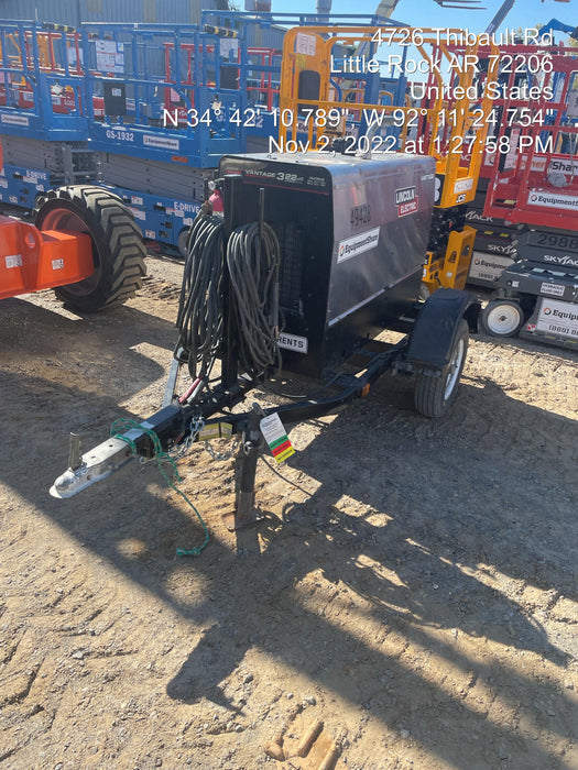 2019 Lincoln Electric Vantage 322 Ready-Pak 3, Two Wheel Trailer, Fender and Light Kit, Cable Rack