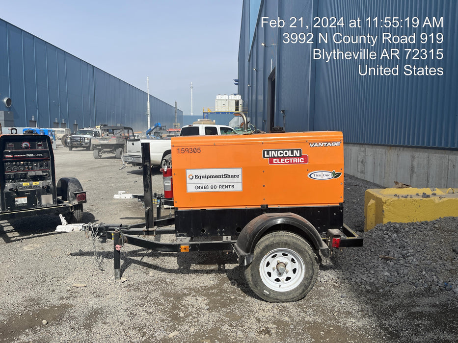 2021 Lincoln Electric Vantage 322 Vantage 322 Ready Pak 3 w/ Decals, ORANGE (includes trailer, cable rack, fender light kit) NO Telematics