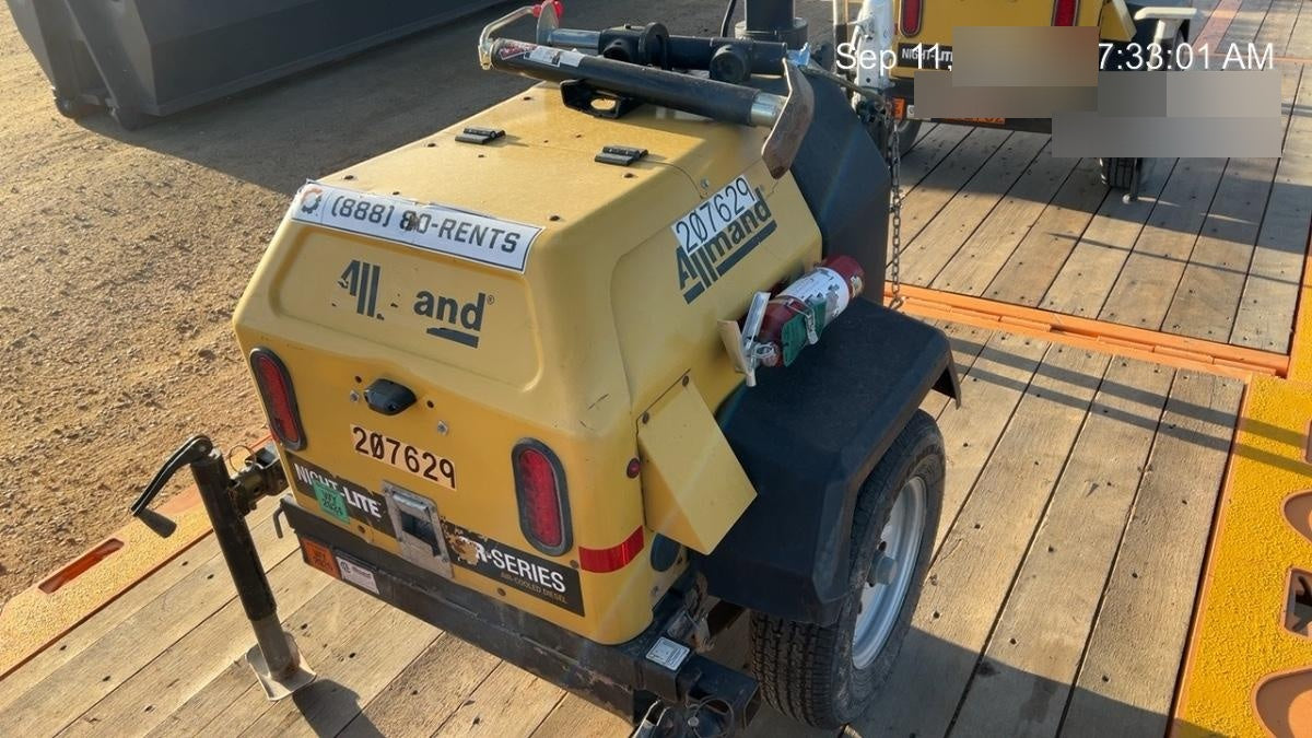 2022 Allmand NLV3GR (4) LED Light Fixture 350W, 23' Vertical Mast, 3kW Prime, Towable, Deep Sea L401, Leveling Jacks, Yanmar T4F 5.8hp