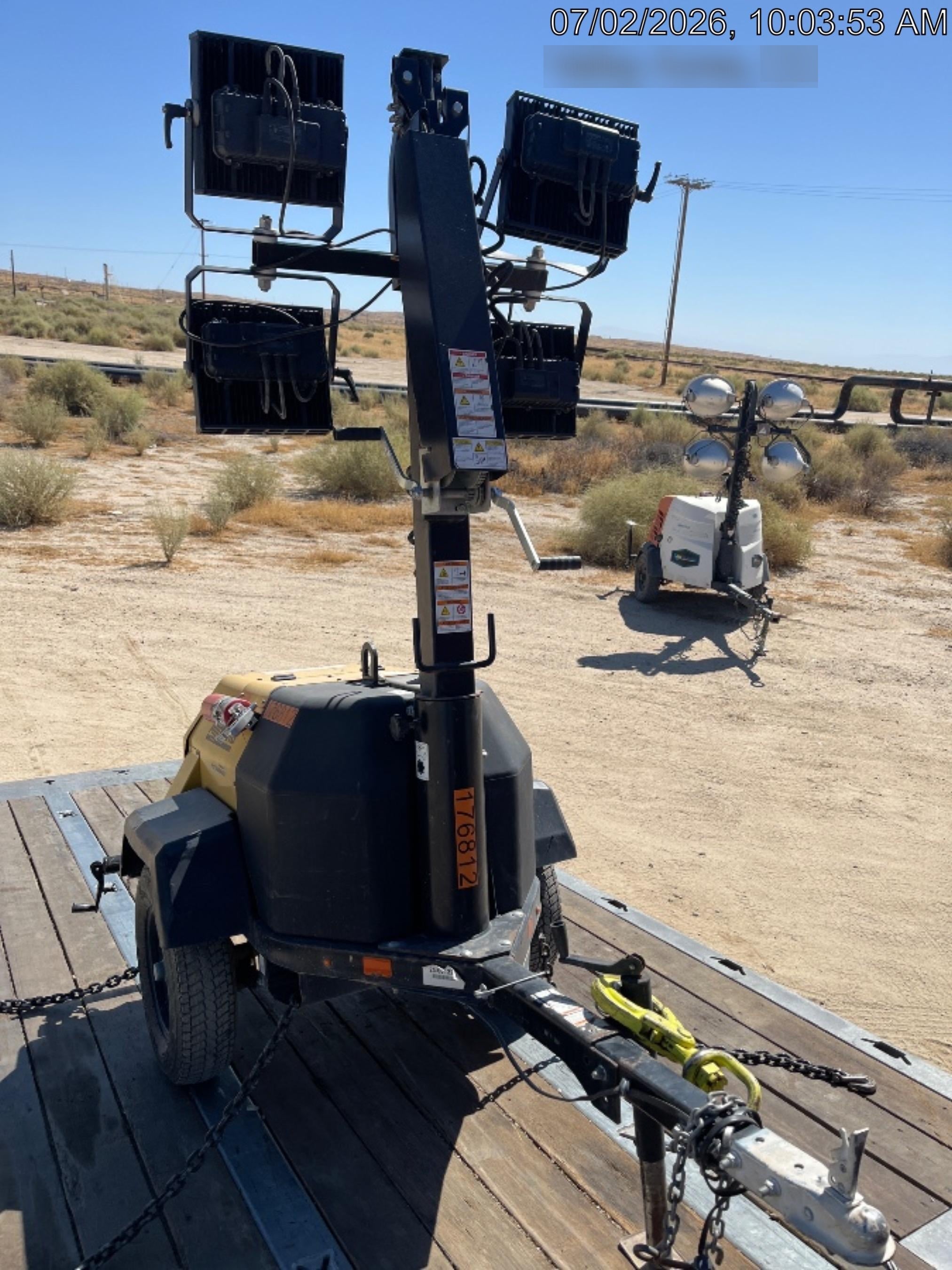 Allmand NLV3GR (4) LED Light Fixture 350W, 23' Vertical Mast, 3kW Prime, Towable, Deep Sea L401, Leveling Jacks, Yanmar T4F 5.8hp