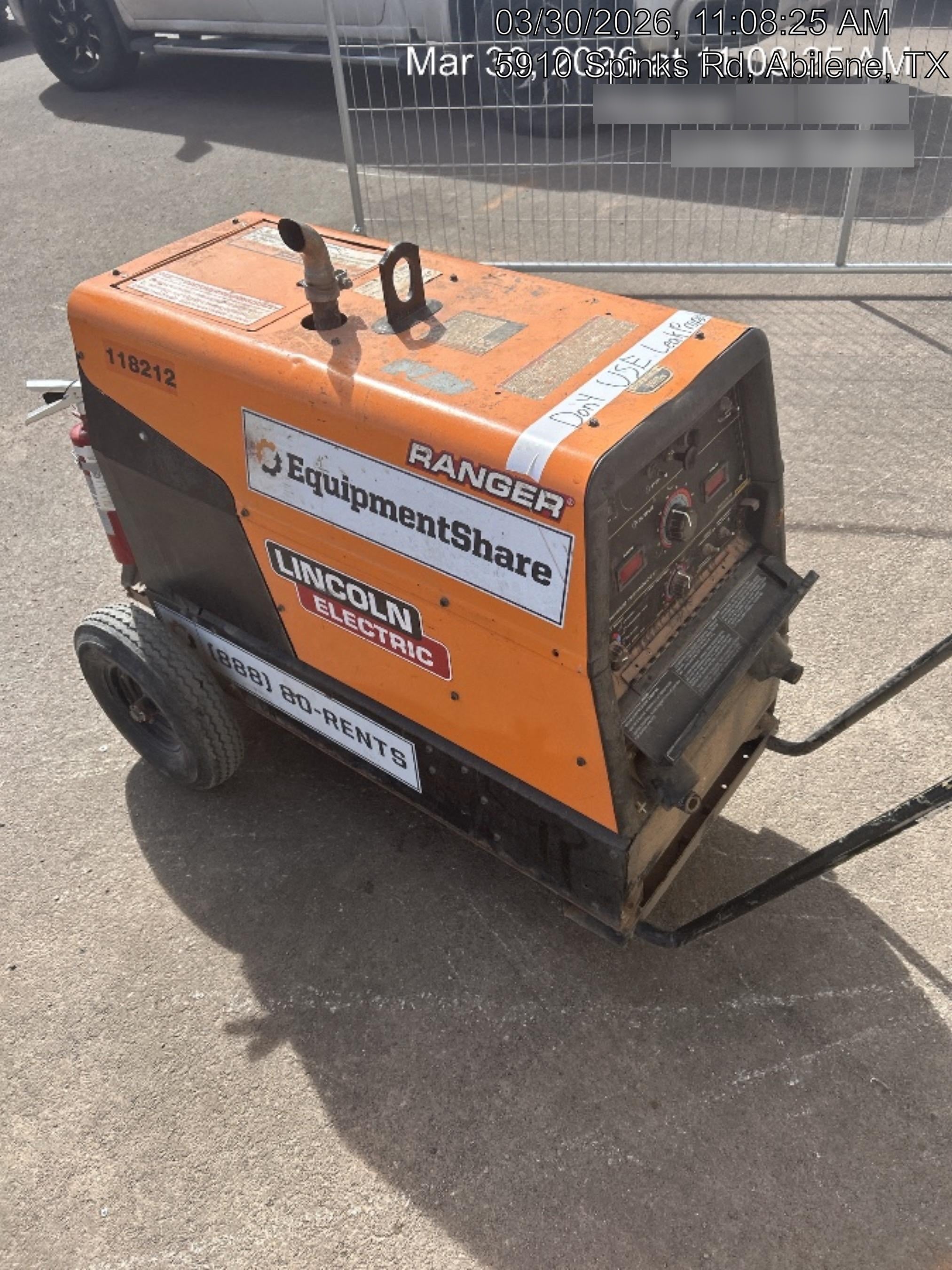 2020 Lincoln Electric Ranger 305 LPG Kohler Engine, One-Pak