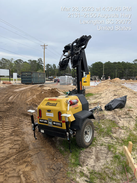 2022 Allmand NLV3GR (4) LED Light Fixture 350W, 23' Vertical Mast, 3kW Prime, Towable