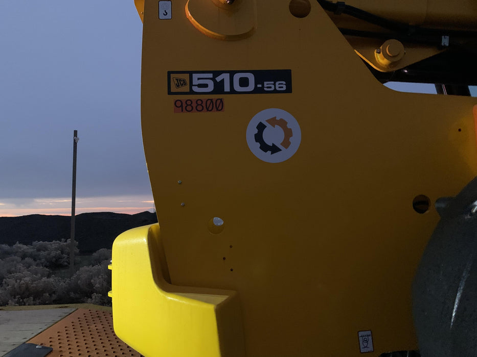 2020 JCB 510-56 Canopy, Solid Tires, Work Lights, Beacon, Aux Hydraulics, Back up Alarm, Lifting Eye, ES Decals