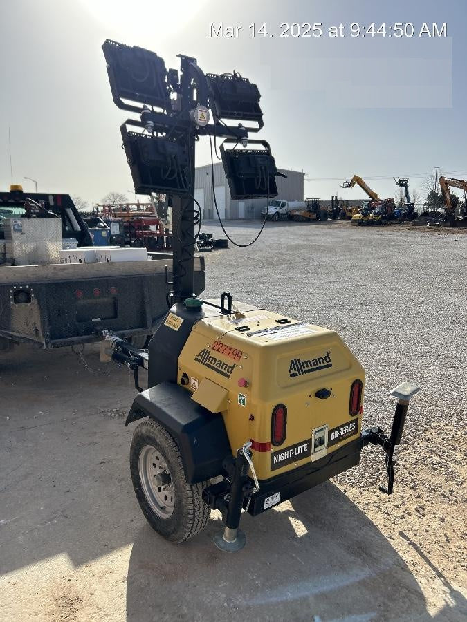 2022 Allmand NLV3GR (4) LED Light Fixture 350W, 23' Vertical Mast, 3kW Prime, Towable, Deep Sea L401, Leveling Jacks, Yanmar T4F 5.8hp