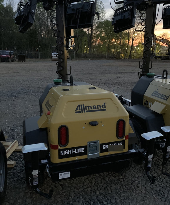 2022 Allmand NLV3GR (4) LED Light Fixture 350W, 23' Vertical Mast, 3kW Prime, Towable, Deep Sea L401, Leveling Jacks, Yanmar T4F 5.8hp